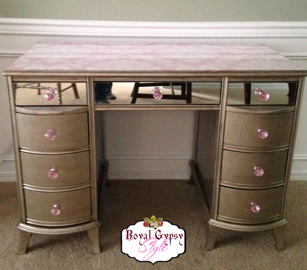 Mirrored Champagne Desk